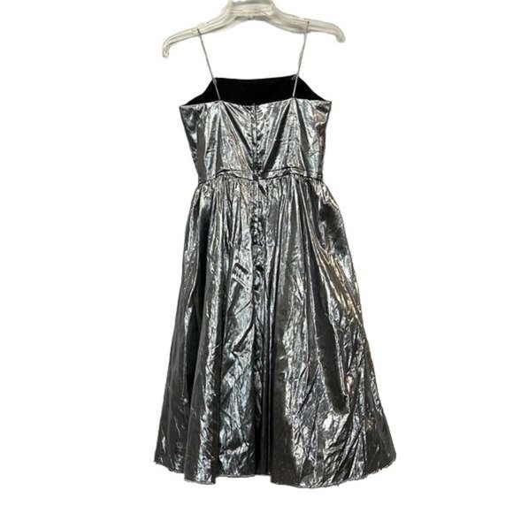 Vintage Rob Hill for Mister Jay Wet Silver Metallic Prom Cocktail Party Dress - Picture 5 of 13
